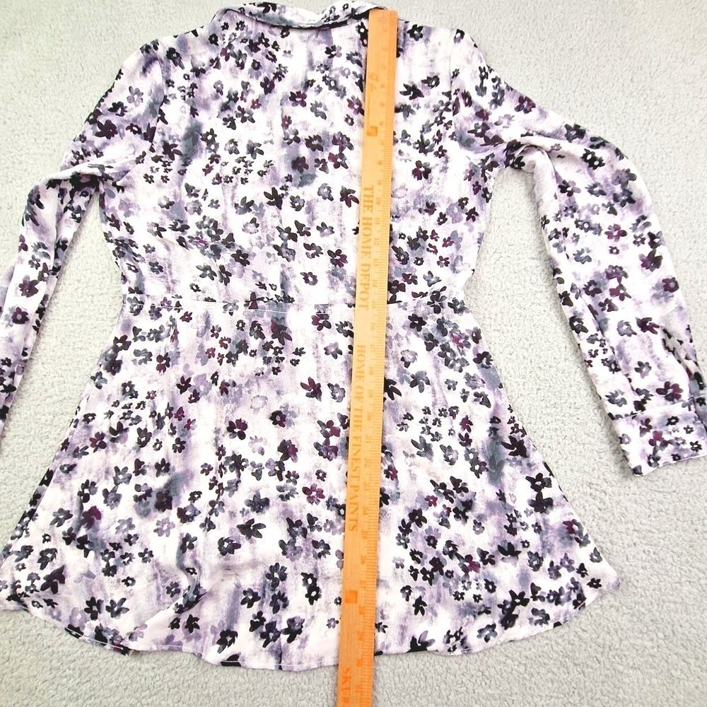 Simply Vera Vera Wang Blouse Womens Small Purple Ditsy Floral Drawstring Fairy‎ - Picture 5 of 9